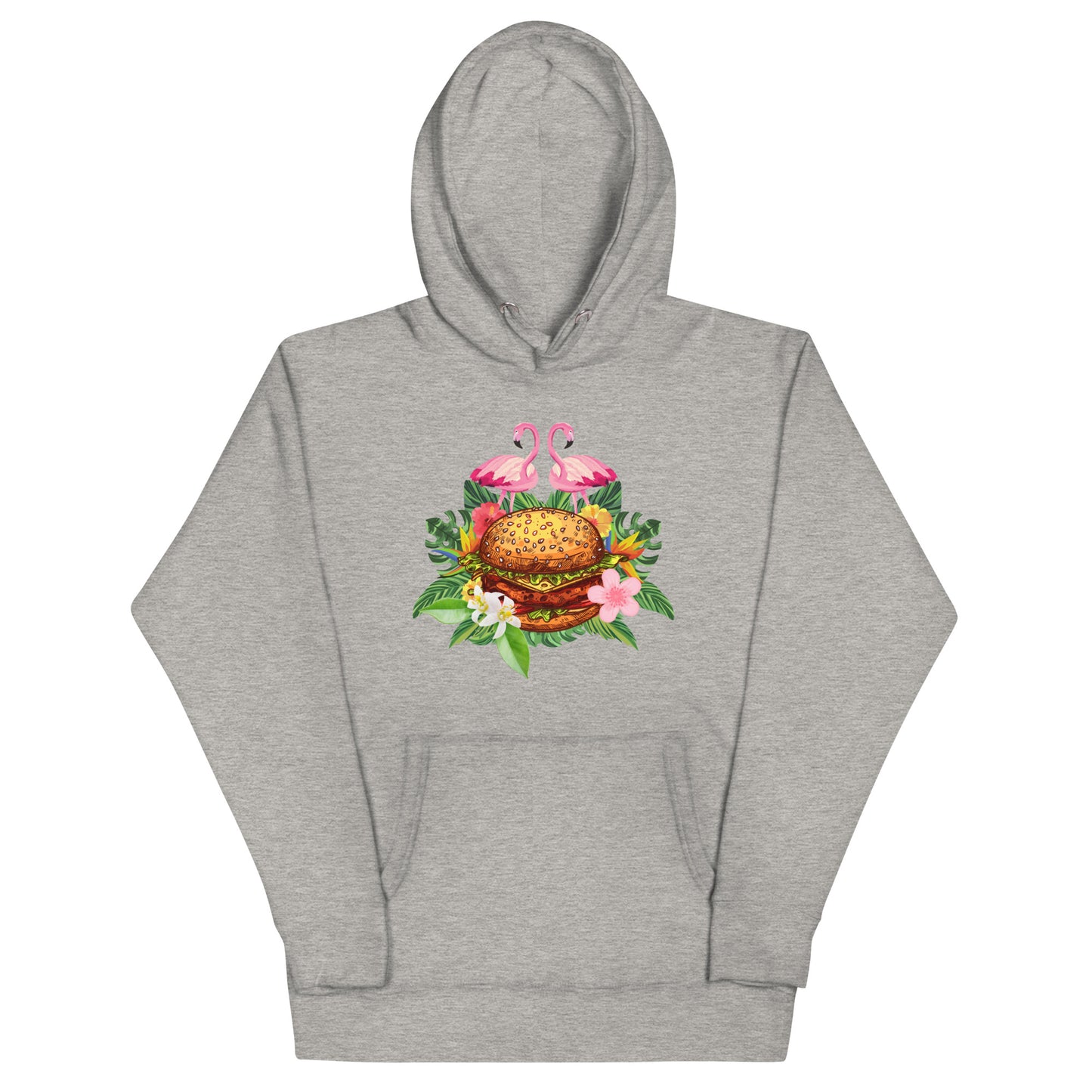 Unisex-Kapuzenpullover - Flamingos lieben Fleischkuchen