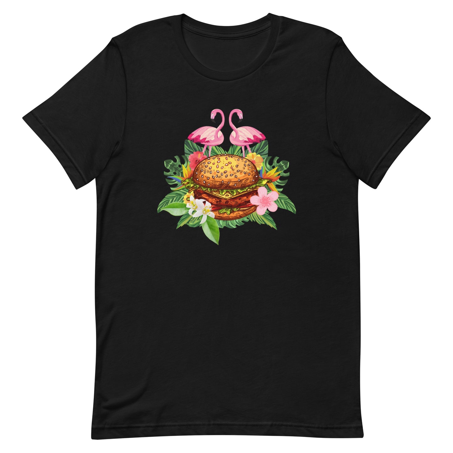 Kurzärmeliges T-Shirt für Herren - Flamingos lieben Fleischkuchen