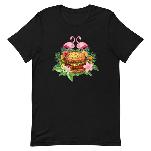 Kurzärmeliges T-Shirt für Herren - Flamingos lieben Fleischkuchen