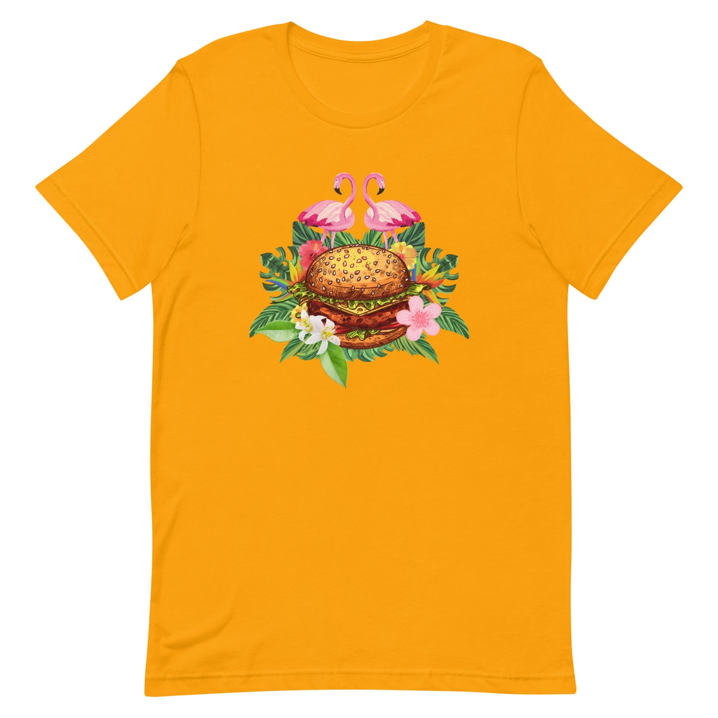 Kurzärmeliges T-Shirt für Herren - Flamingos lieben Fleischkuchen