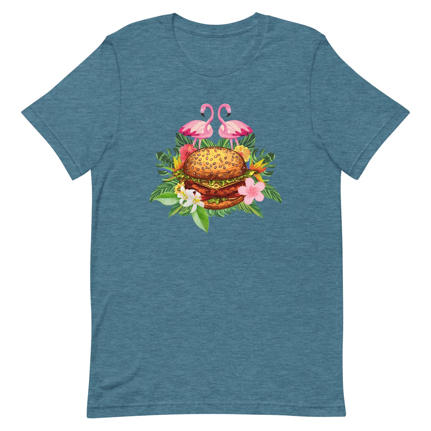 Kurzärmeliges T-Shirt für Herren - Flamingos lieben Fleischkuchen