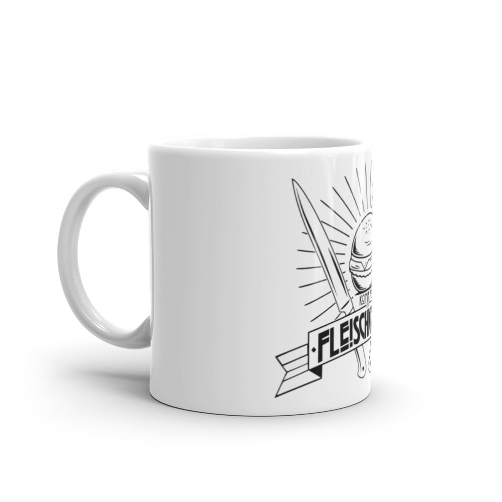 Weiße, glänzende Tasse - Kombinat Fleischkuchen Original