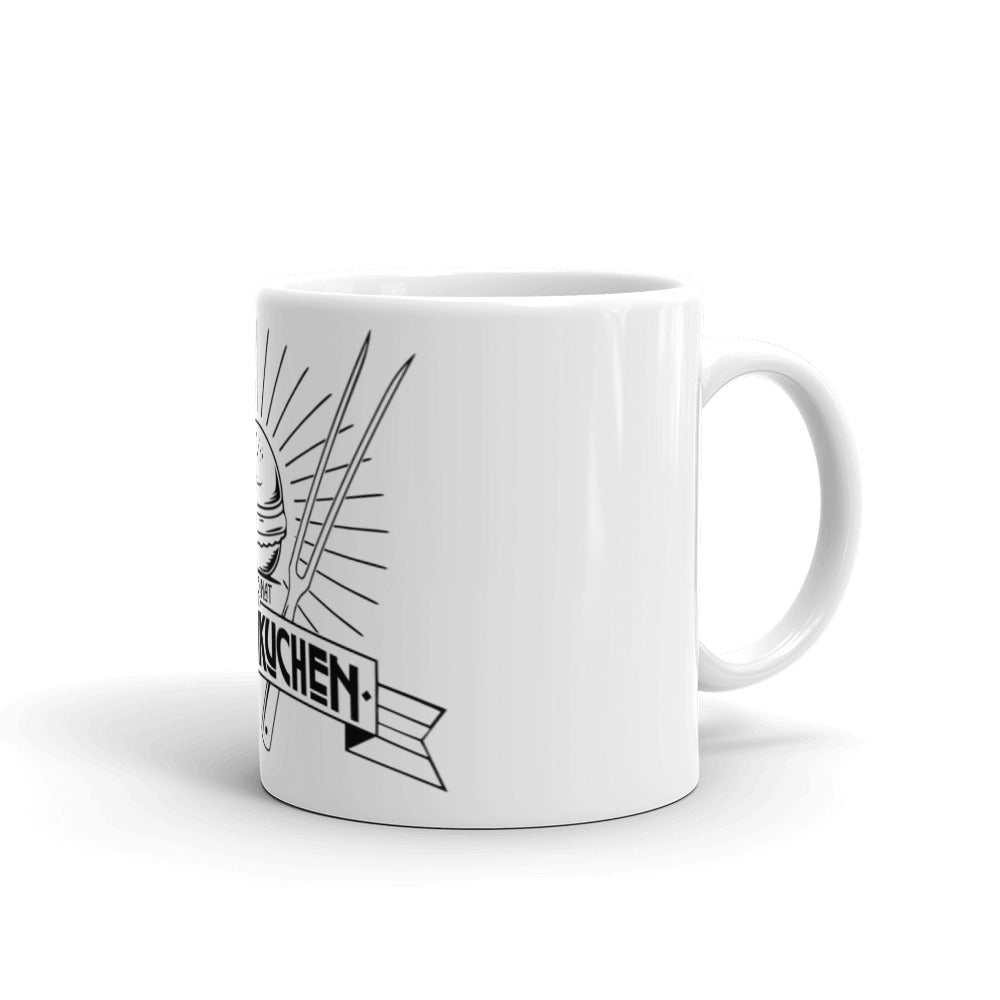 Weiße, glänzende Tasse - Kombinat Fleischkuchen Original