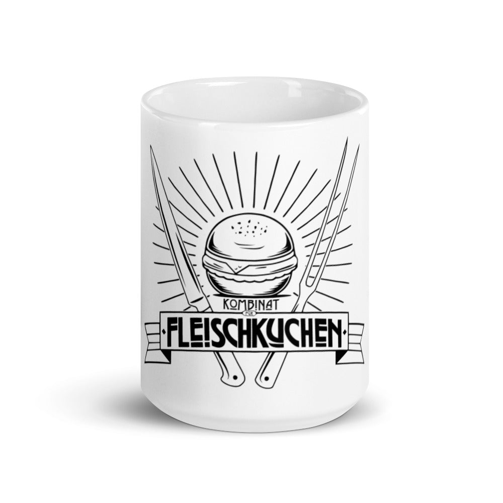 Weiße, glänzende Tasse - Kombinat Fleischkuchen Original