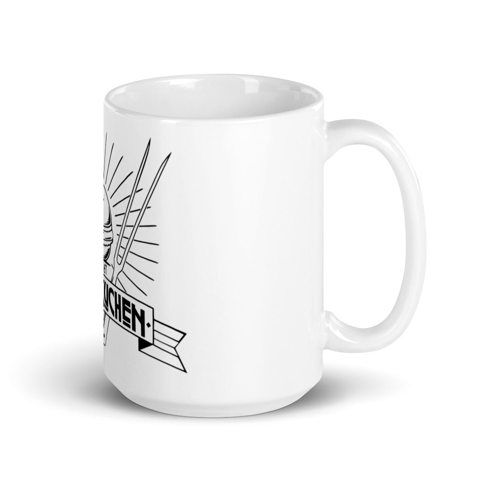 Weiße, glänzende Tasse - Kombinat Fleischkuchen Original